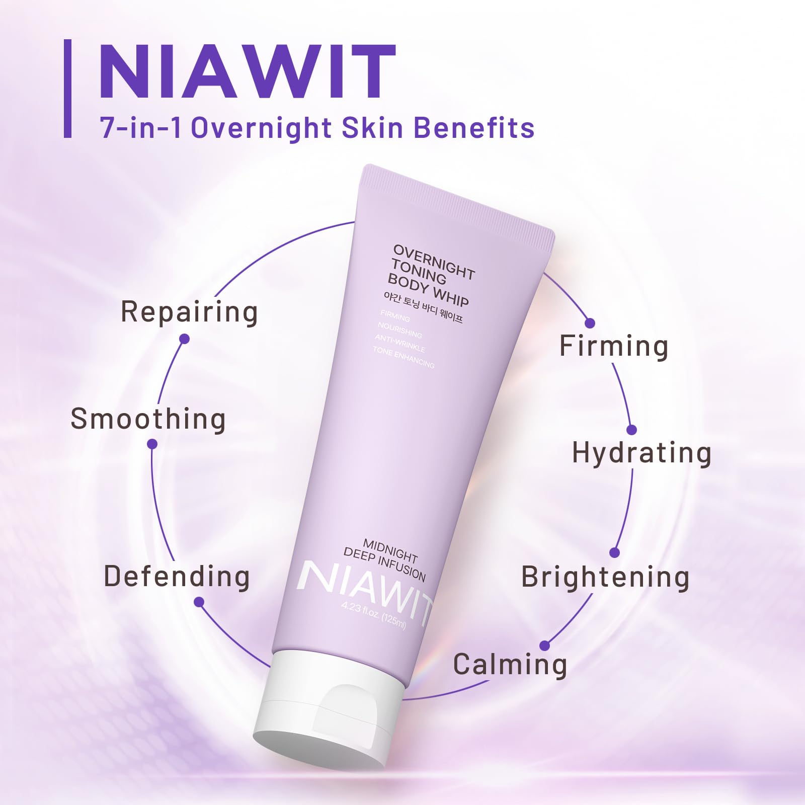 NIAWIT Crème nocturne tonifiante pour le ventre, cible le crepé et hydrate en profondeur.
