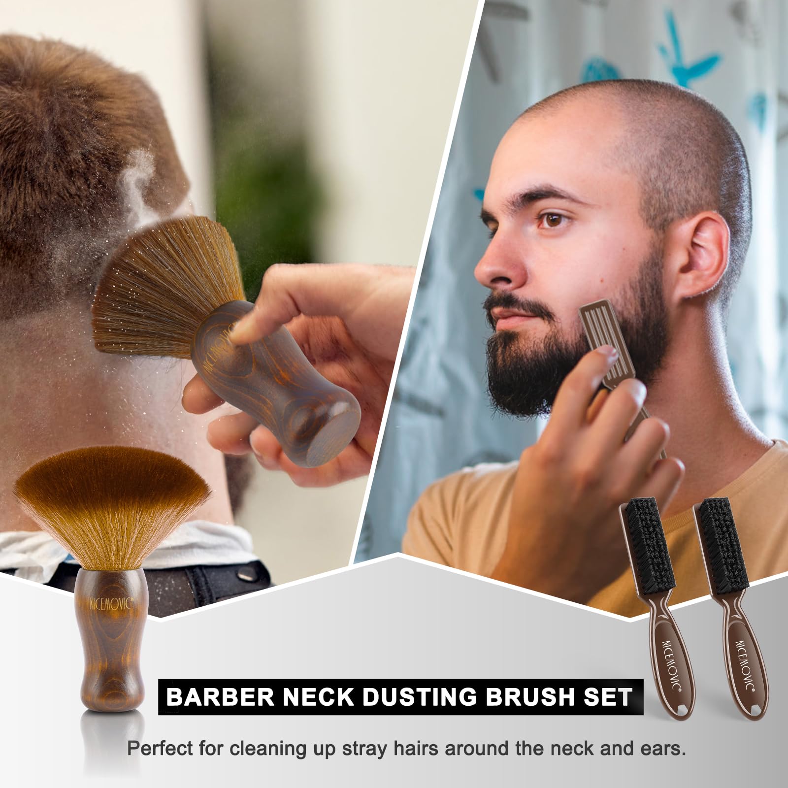 NICEMOVIC brosse-compacte-légère, format portable idéale pour déplacement et rangement.