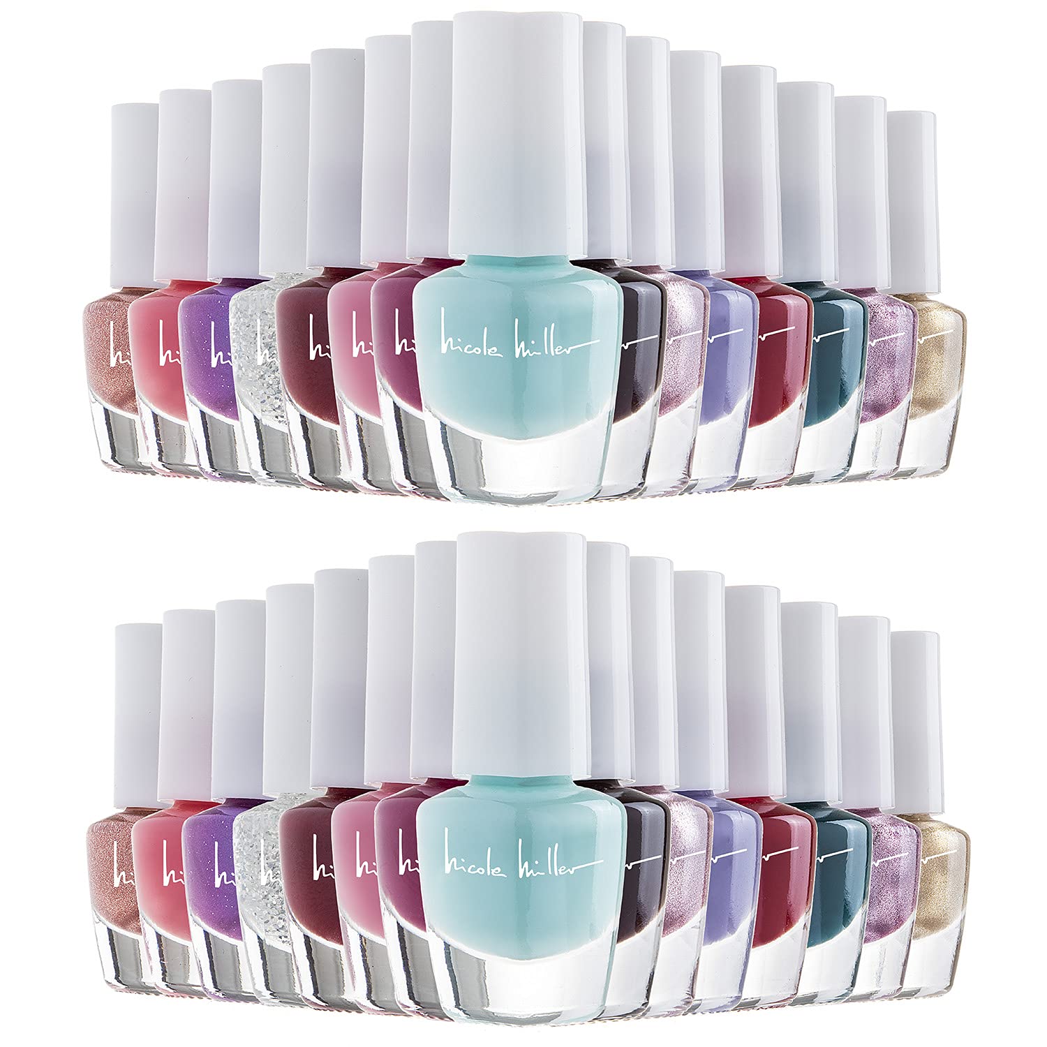 Vernis Nicole Miller New York rose brillant sur flacon, parfait pour un look frais.