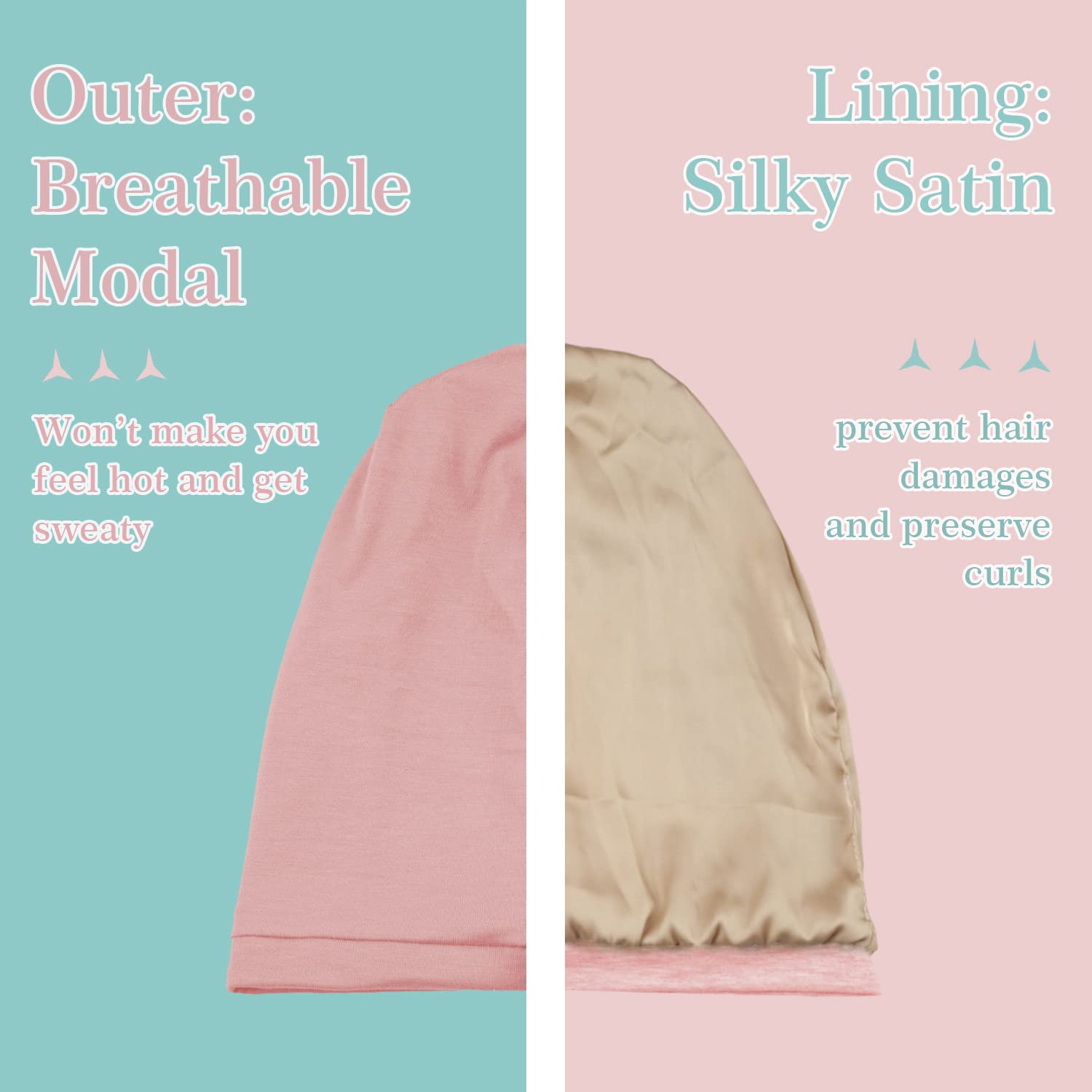 NICPOO bonnet satin rose idéal pour réduire les nœuds nocturnes.