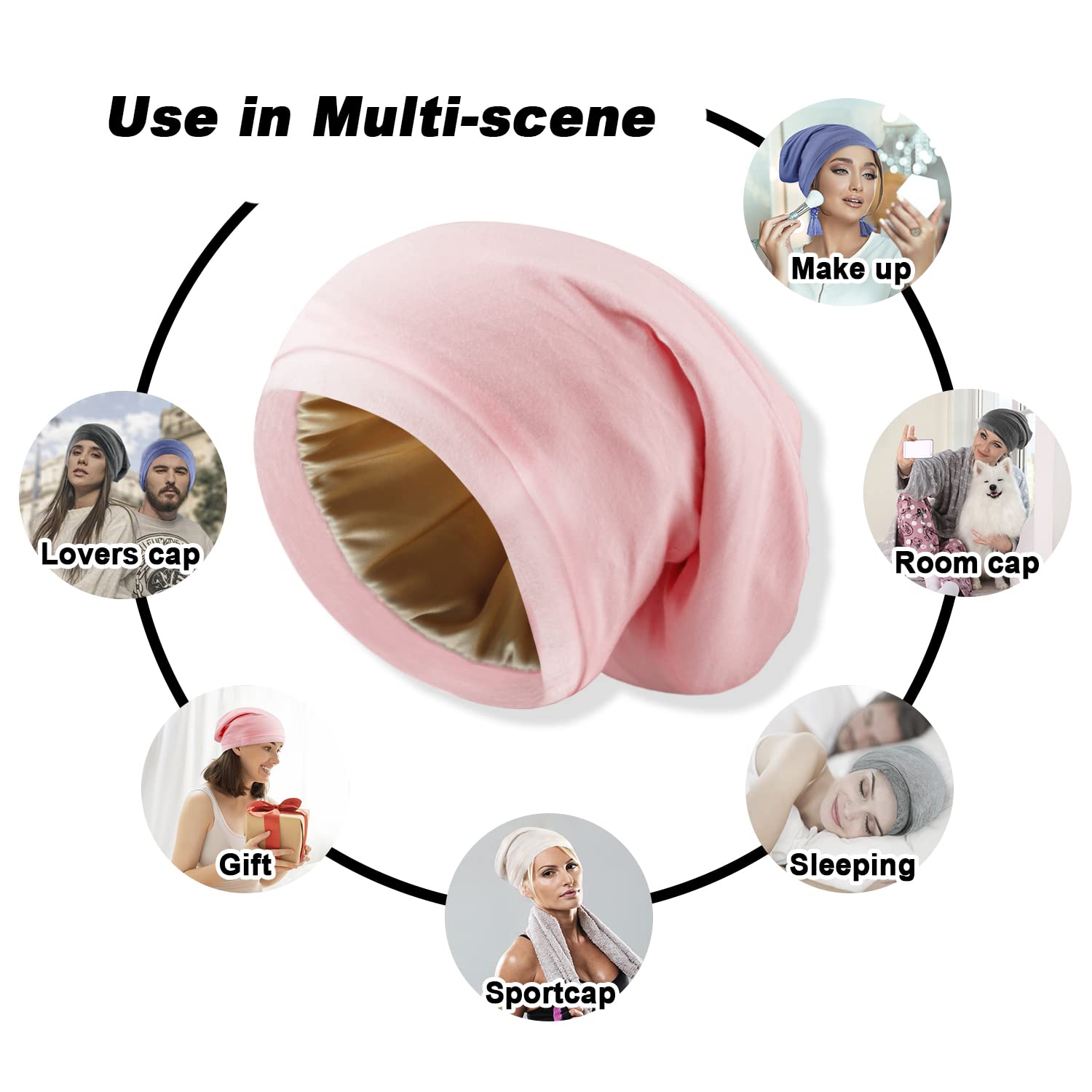 NICPOO bonnet nuit polyvalent utilisable pour maquillage et soin du visage.