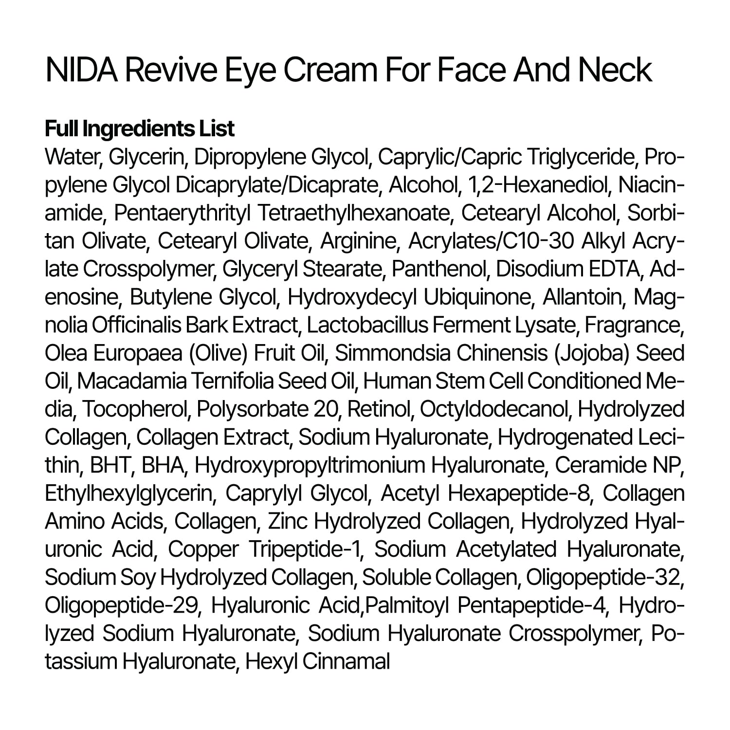 Fabrication en Corée pour NIDA Revive — adapté à tous les types de peau