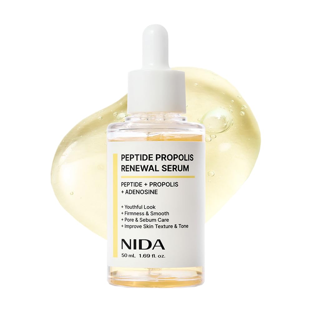Sérum NIDA renouvellement peptide-propolis, peau plus ferme et lisse.