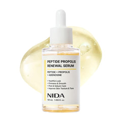 Sérum NIDA renouvellement peptide-propolis, peau plus ferme et lisse.