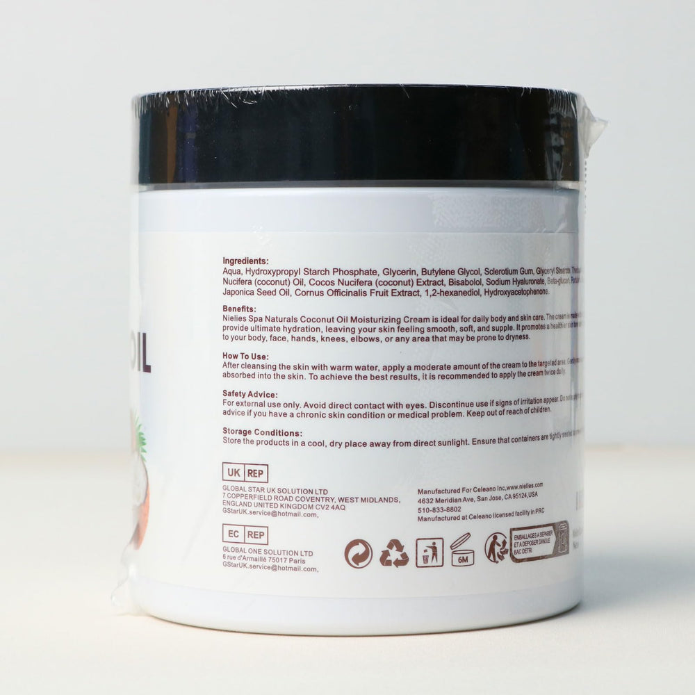 Application facile de la Crème Coco Nielies sur visage et corps.