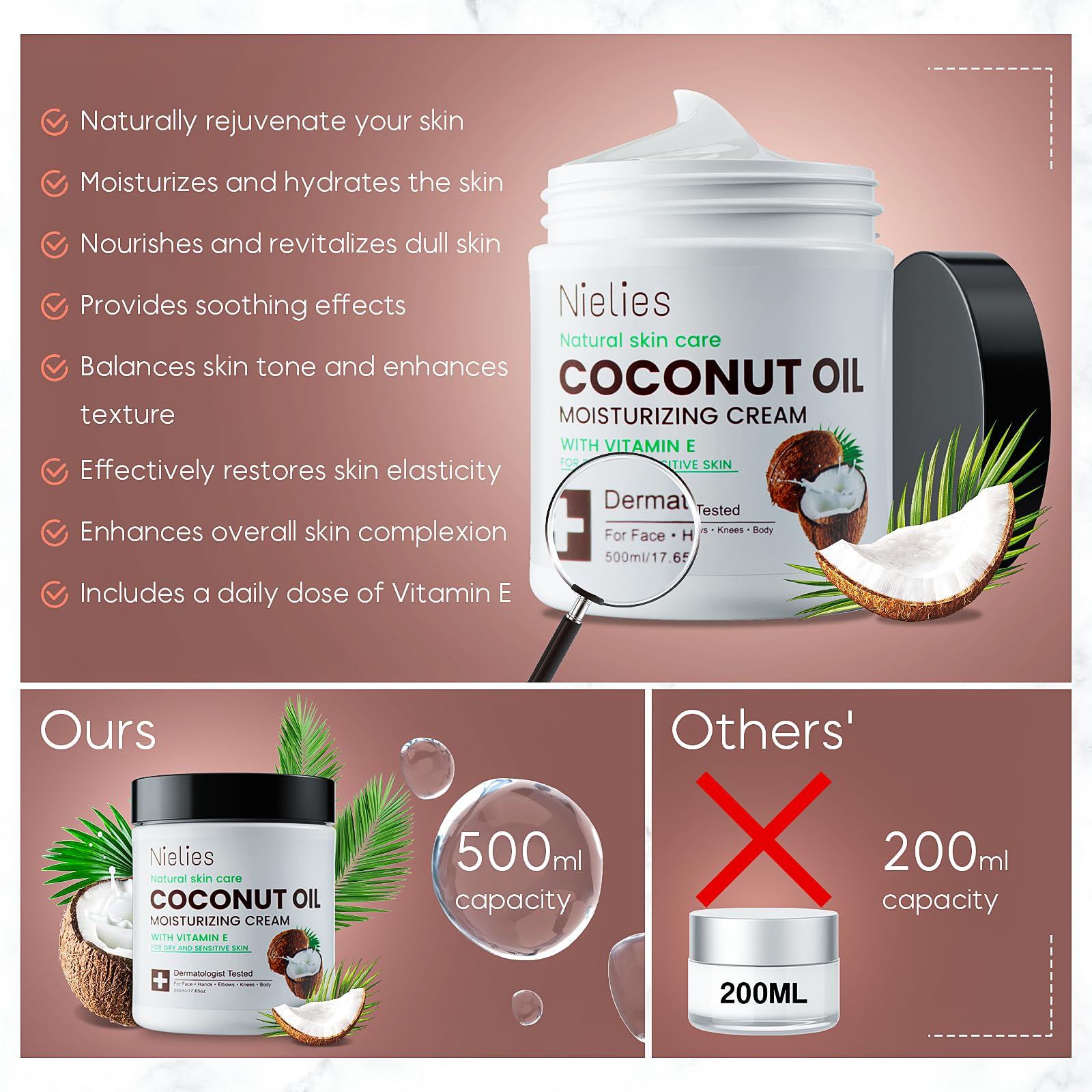 Texture légère de la Crème Coco Nielies qui pénètre rapidement.