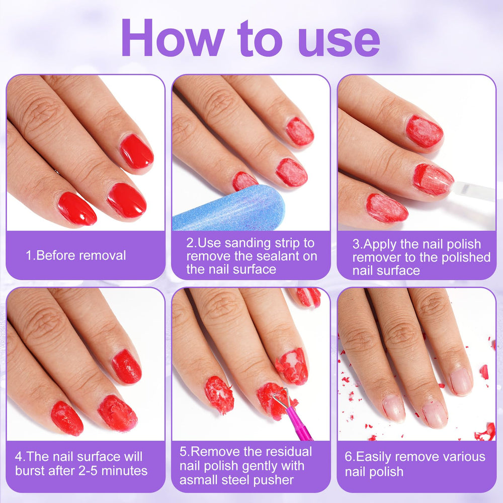 Dissolvant gel NIFEISHI, compatible UV et acrylique pour tous types d’ongles.