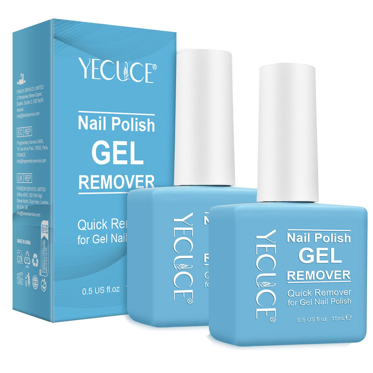 Dissolvant gel NIFEISHI: deux bouteilles 15 ml faciles à emporter.