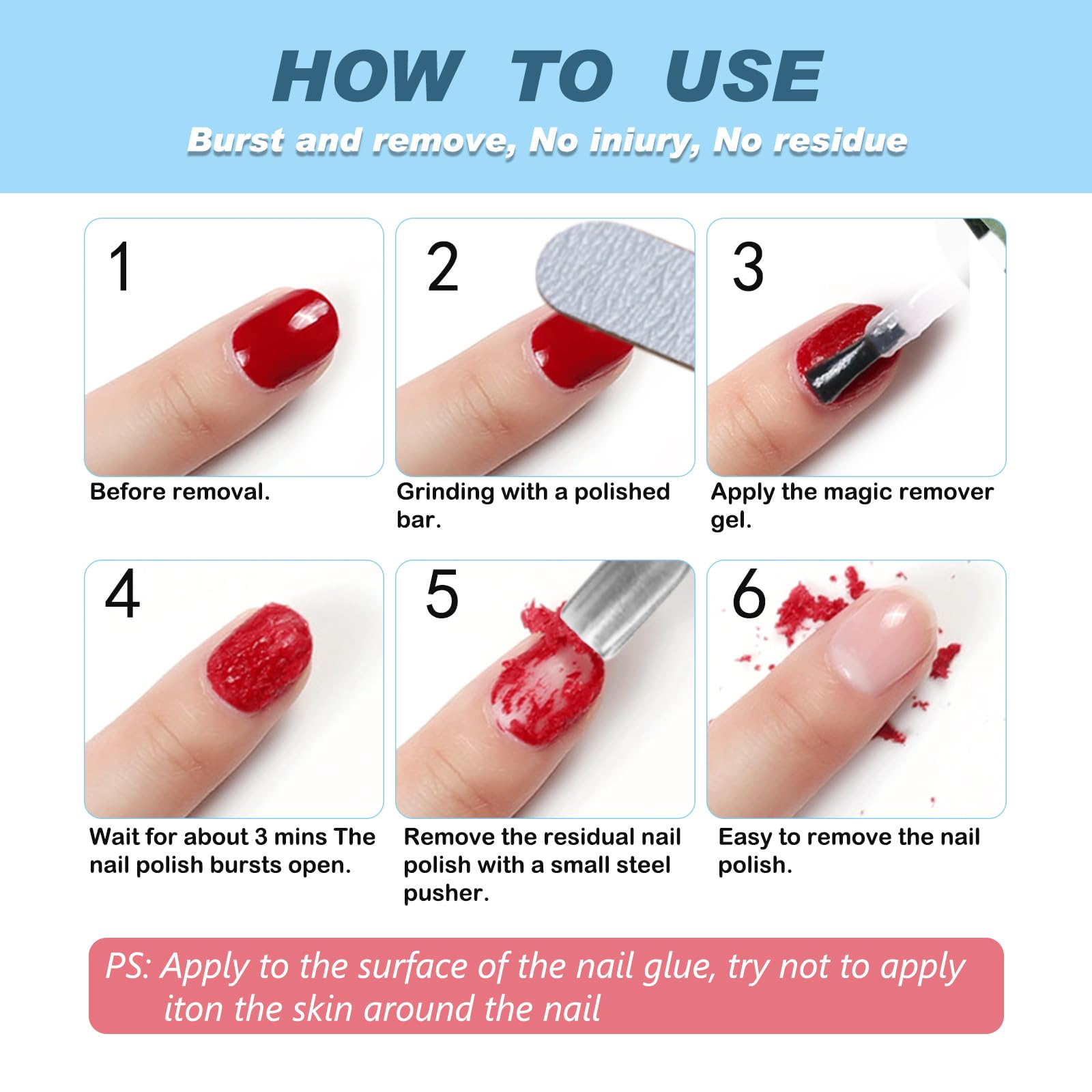 Dissolvant gel NIFEISHI, sans aluminium, protège les ongles.