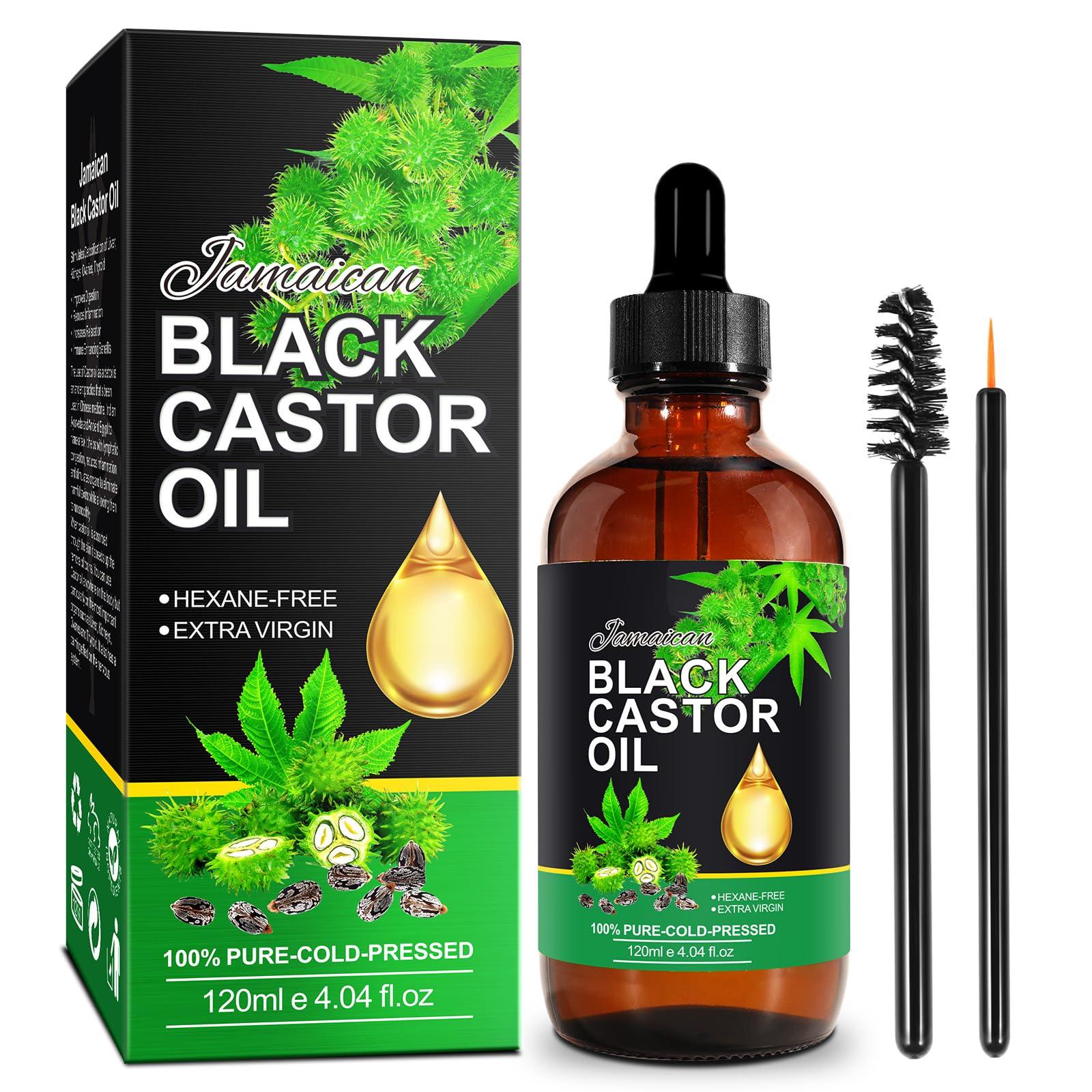 NIFEISHI huile ricin noir jamaicain bouteille en verre – soin capillaire nourrissant.