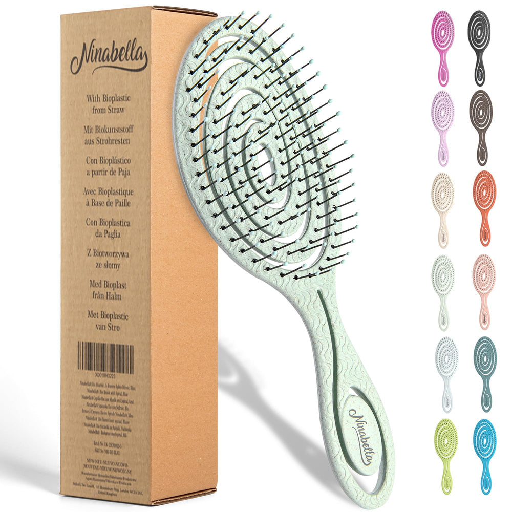 Ninabella brosse démêlage spirale verte – démêlage en douceur et massage agréable