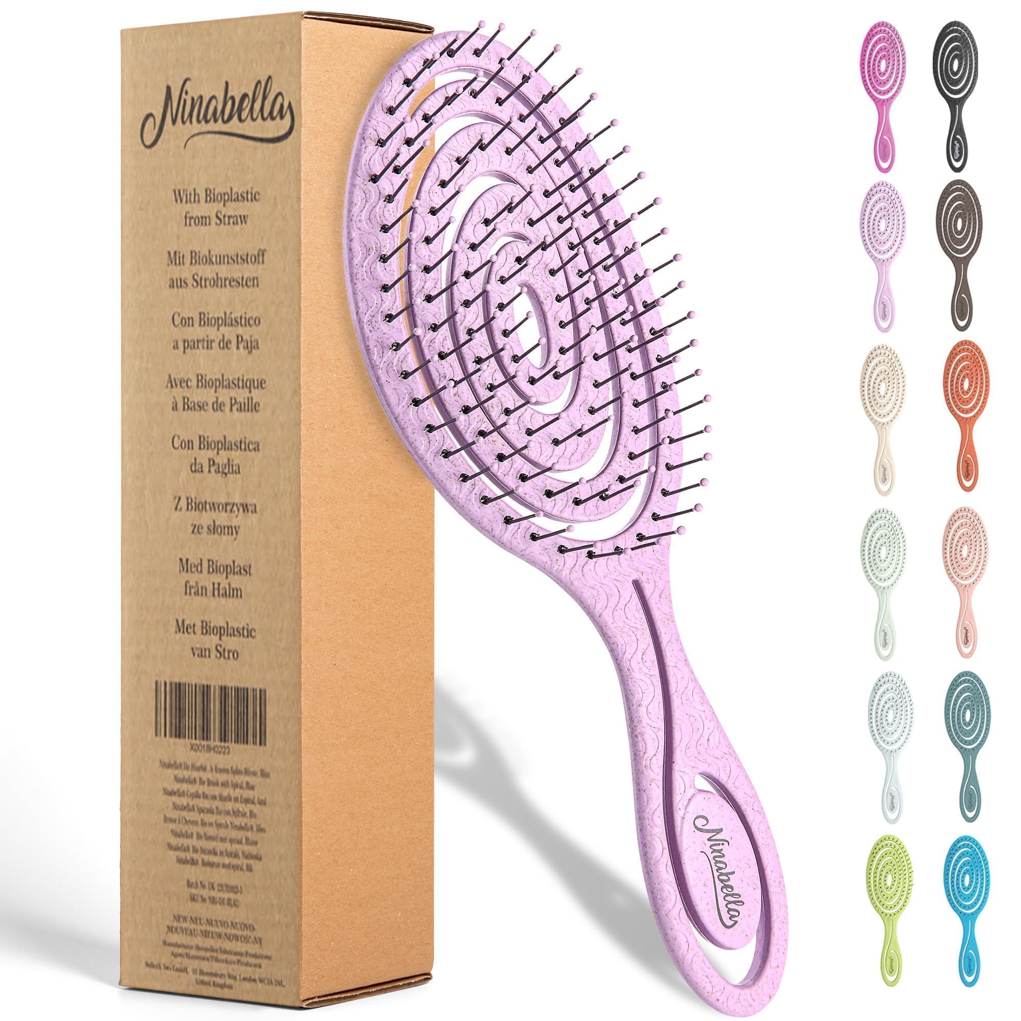 Brosse Ninabella démêlage spirale pour un démêlage sans tiraillement et massage doux.