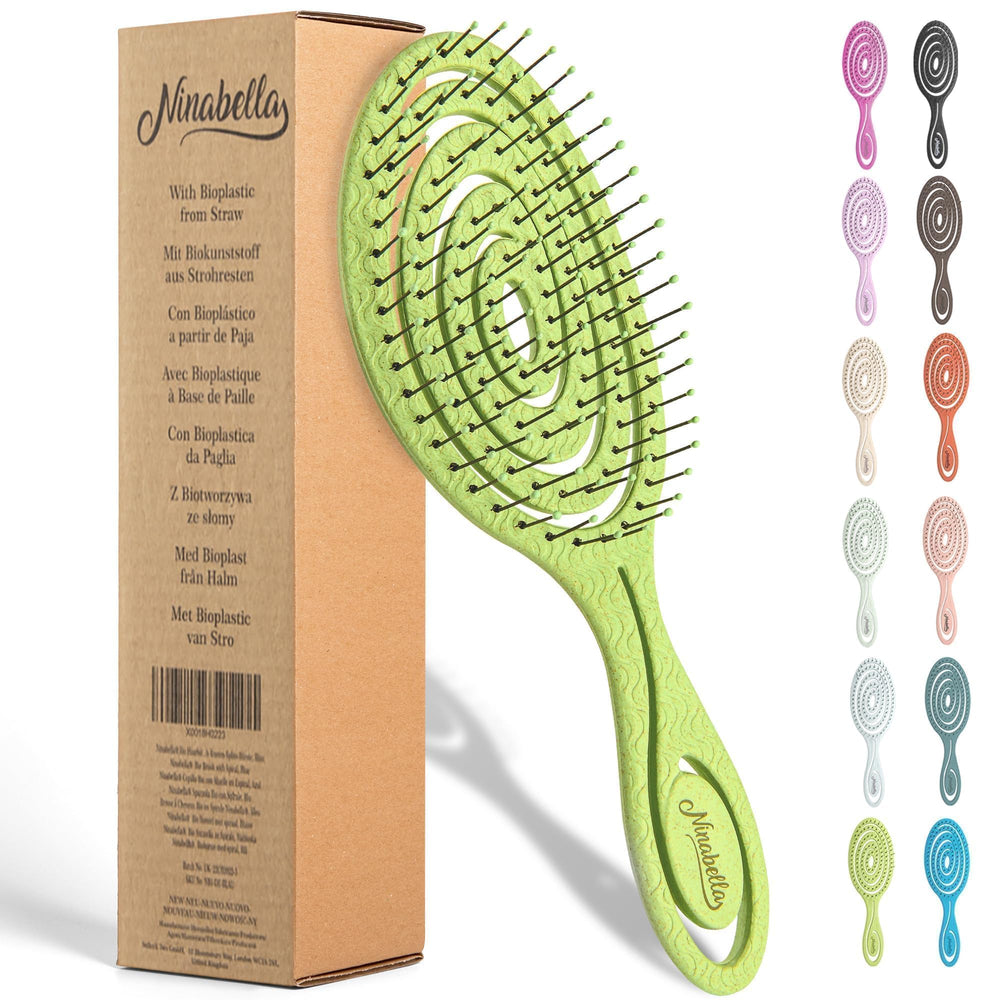 Ninabella brosse Detangle spirale vert lime facilite un démêlage sans douleur.