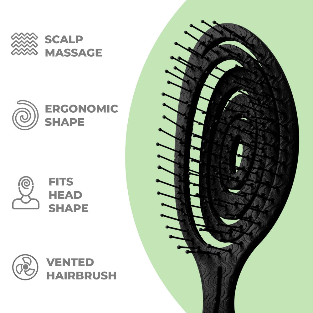 Ninabella brosse douceur massage noir, sensation relaxante lors du démêlage.