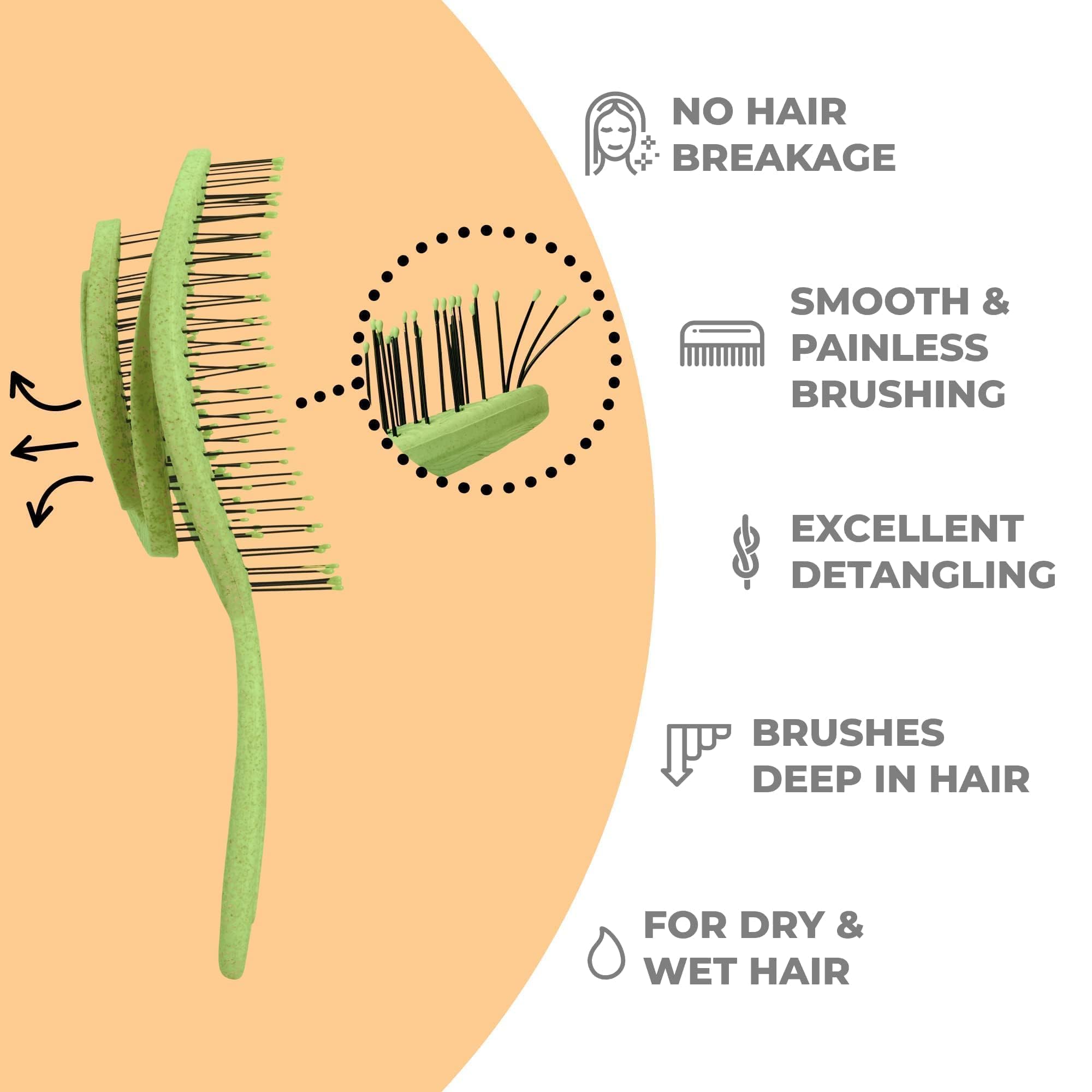 Ninabella brosse ergonomique avec poignee confort pour une prise en main agréable.