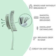 Ninabella brosse ergonomique spirale verte – prise en main légère et coiffage sans douleur