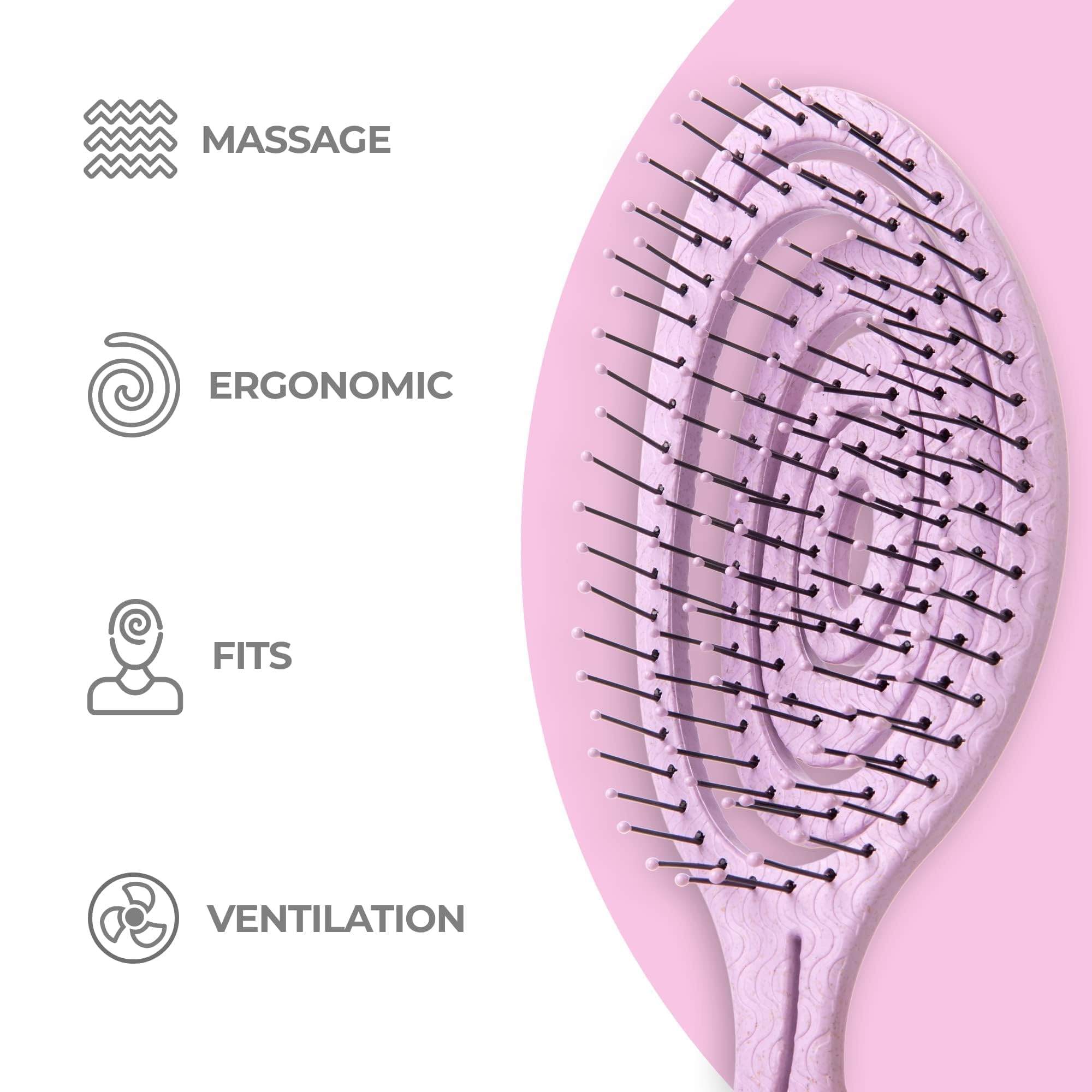 Brosse Ninabella massage doux procure une sensation agréable pendant le démêlage.