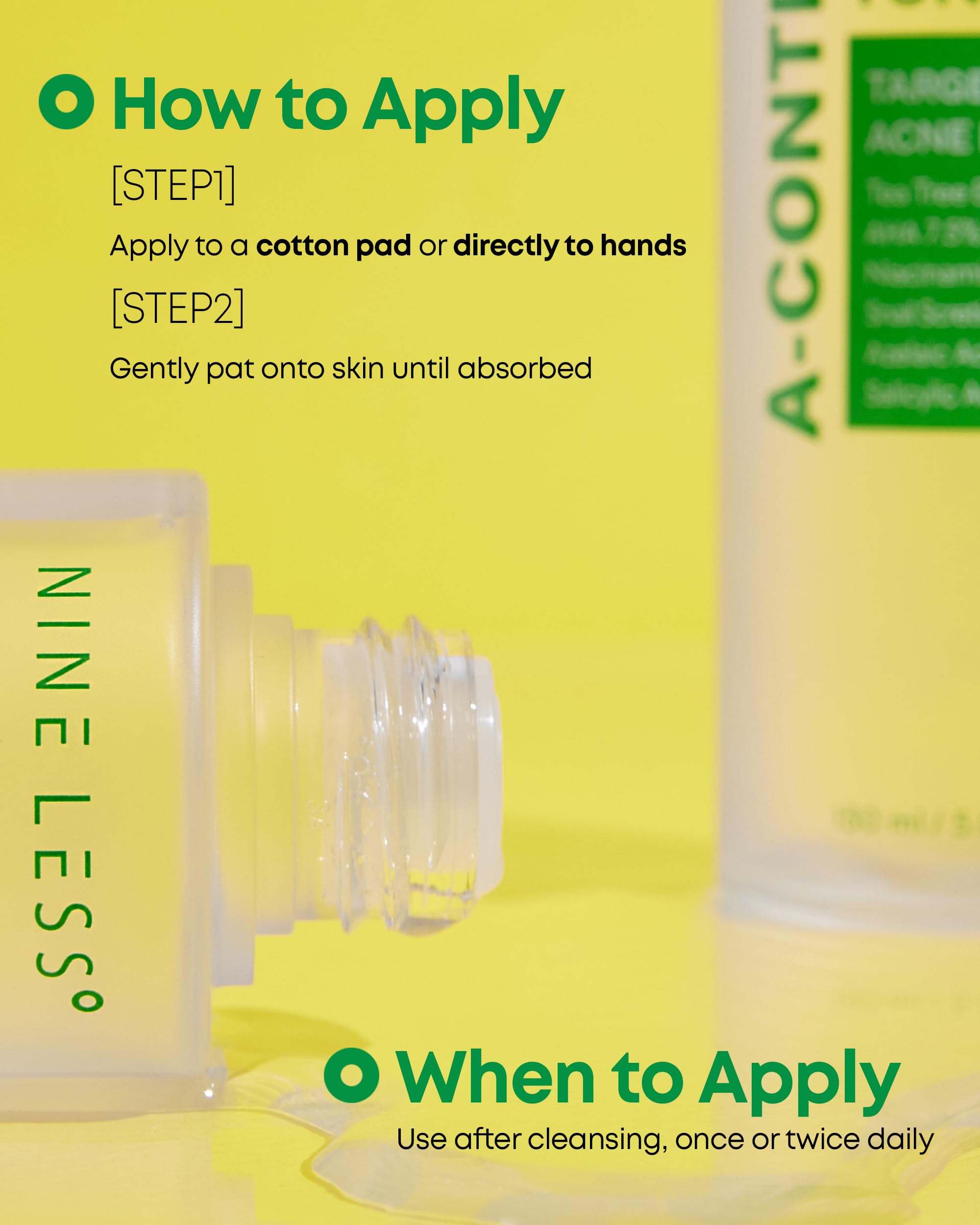 Nineless A-Control Toner packaging vegan et cruelty-free.