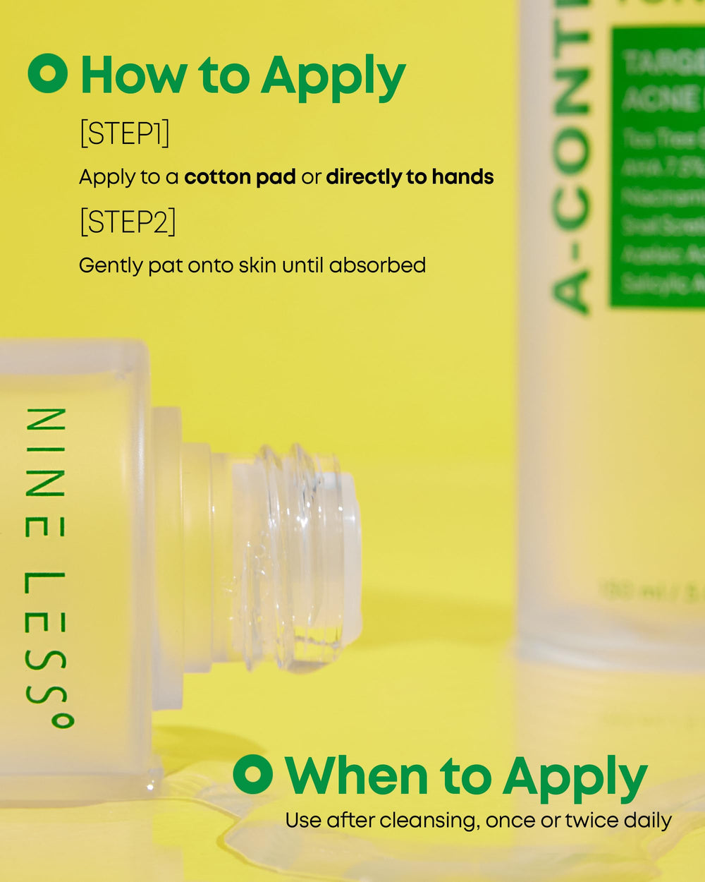 Nineless A-Control Toner packaging vegan et cruelty-free.