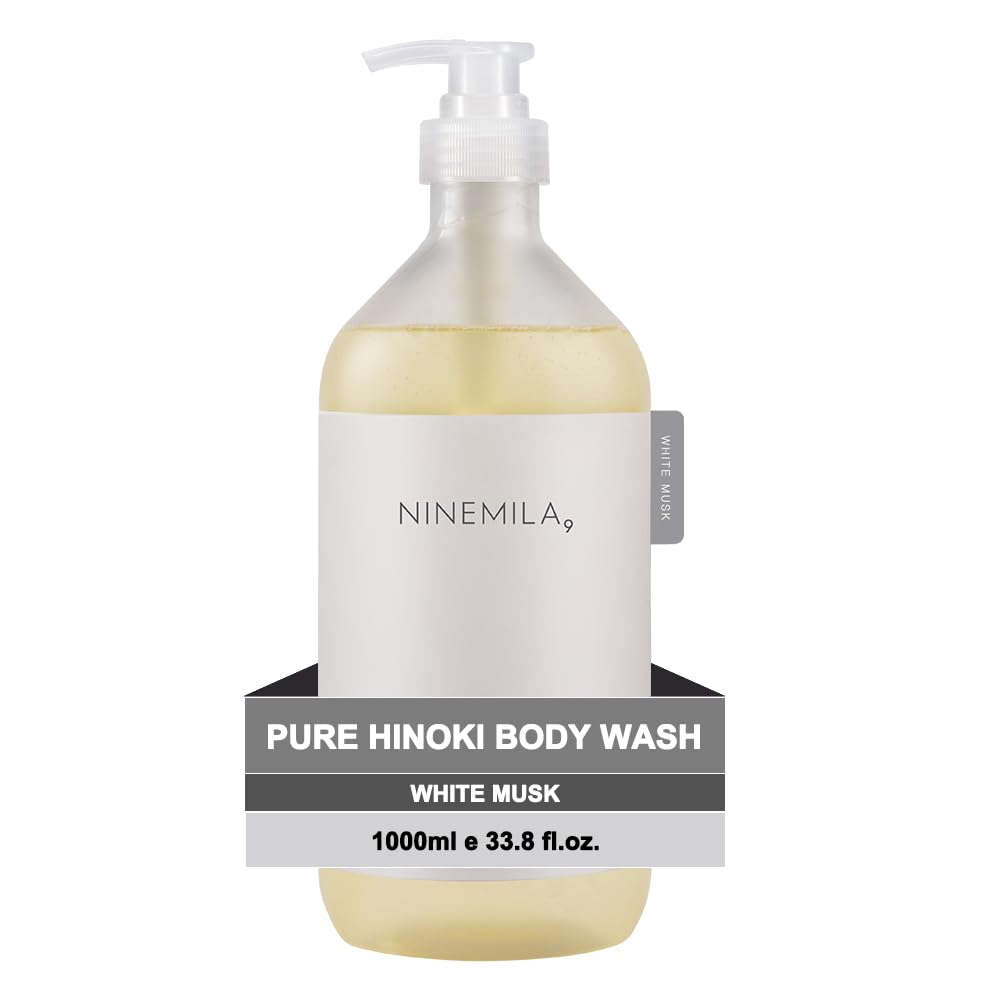NINEMILA9 Pure Hinoki - bouteille avec pompe, parfum doux et hydratant pour le corps.