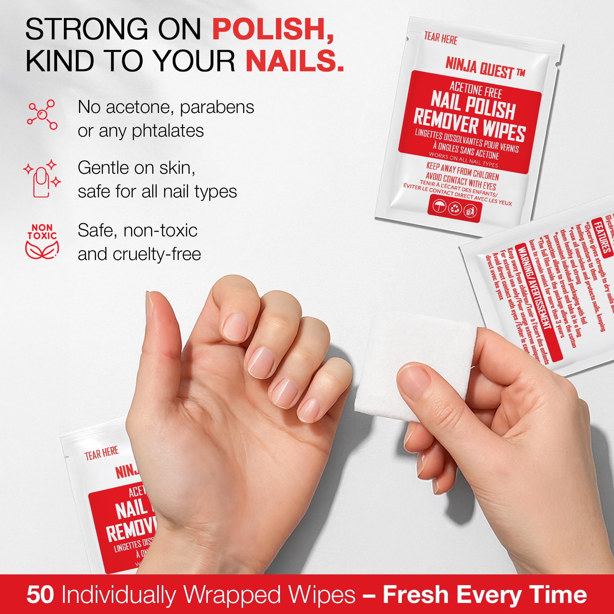 Format généreux 4x5 pouces couvrant plusieurs ongles facilement.