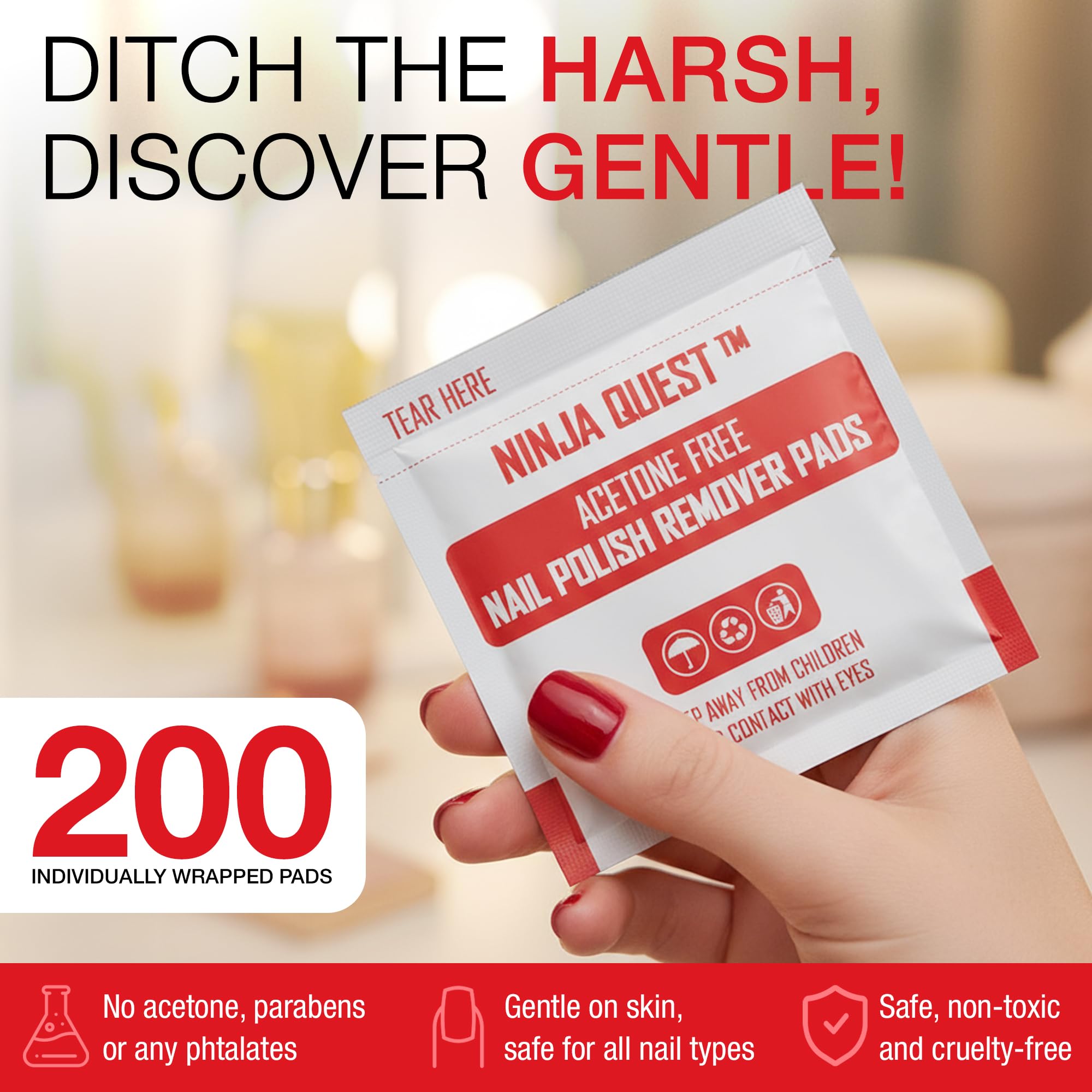 NINJA QUEST pads-démaquillant rose huile glycérine, hydratent et nourrissent.