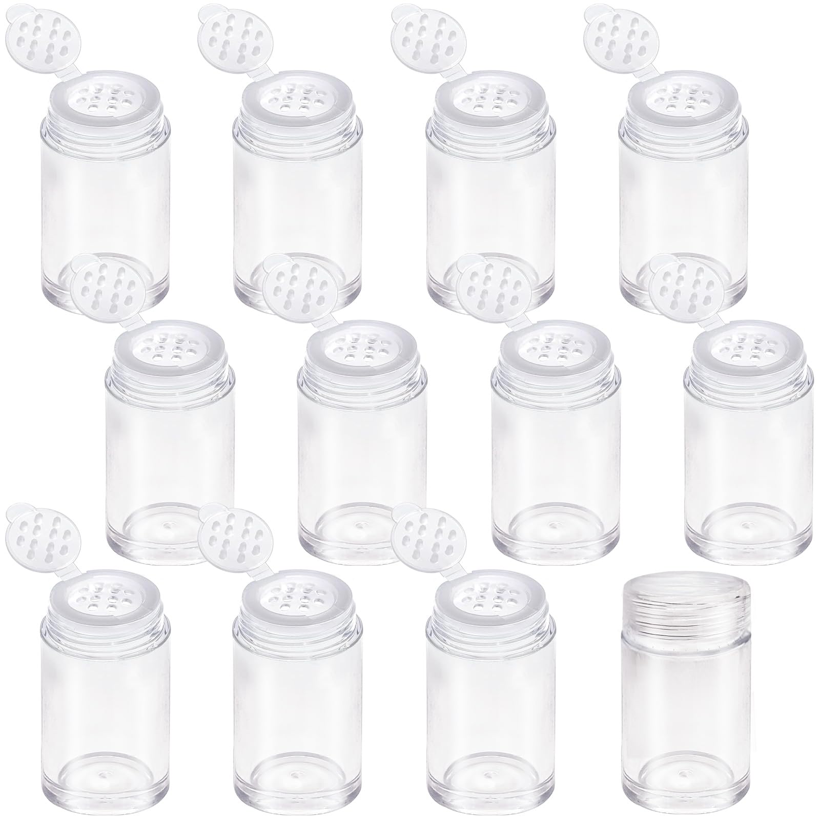 Nirvany pots-poudre mini 10ml avec passoires, parfaits pour poudre libre en déplacement.