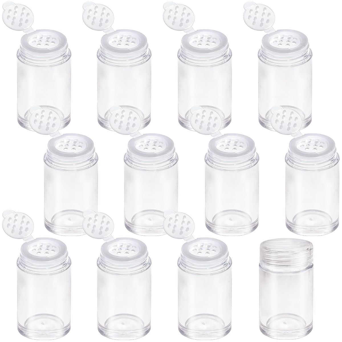 Nirvany pots-poudre mini 10ml avec passoires, parfaits pour poudre libre en déplacement.