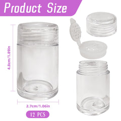Nirvany pots-poudre transparents 10ml avec bouchons pour un classement clair.