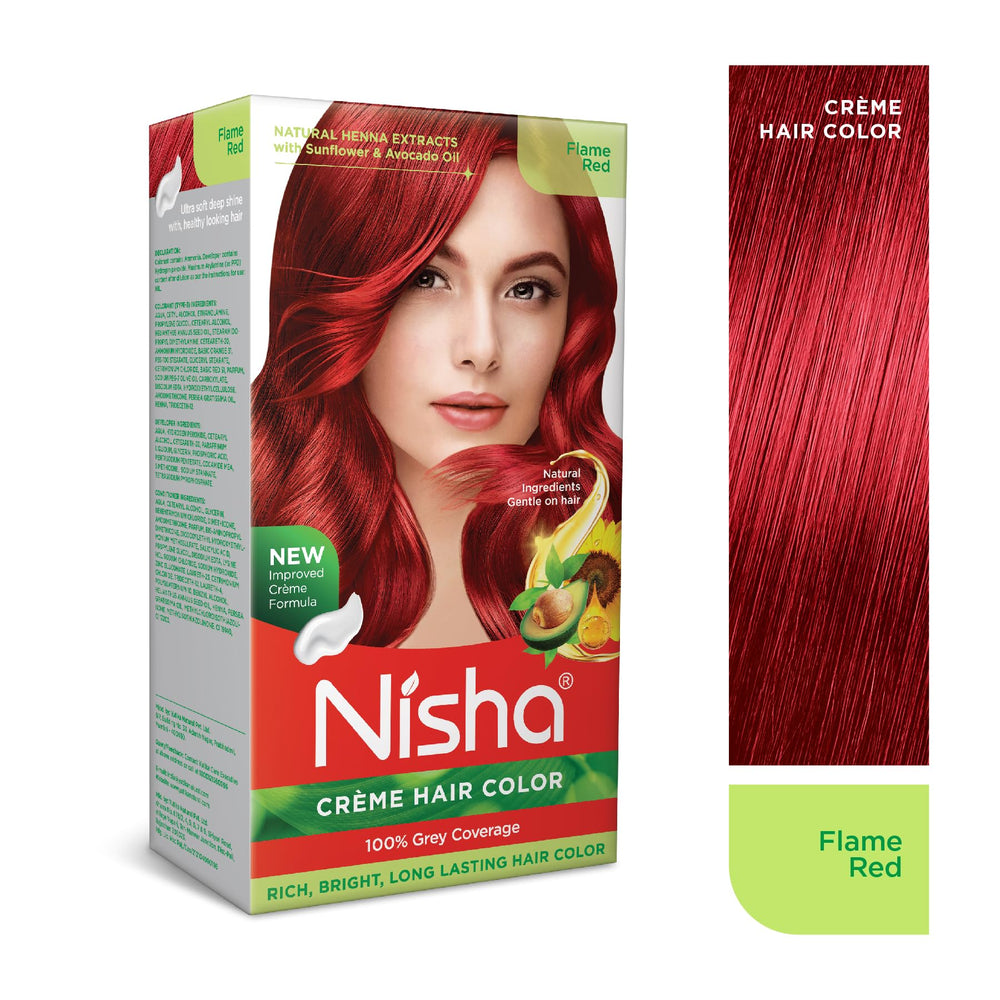 Nisha Creme Coloration Flame Red — texture crémeuse facilitant l’application homogène.