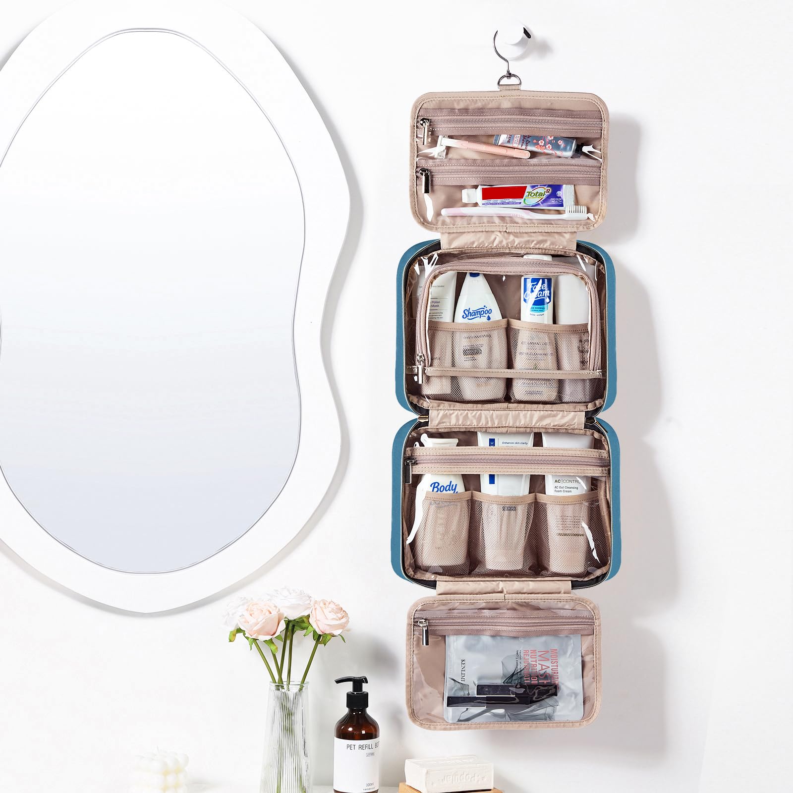 NISHEL organiseur toilette intérieur quatre compartiments, rangement optimisé.