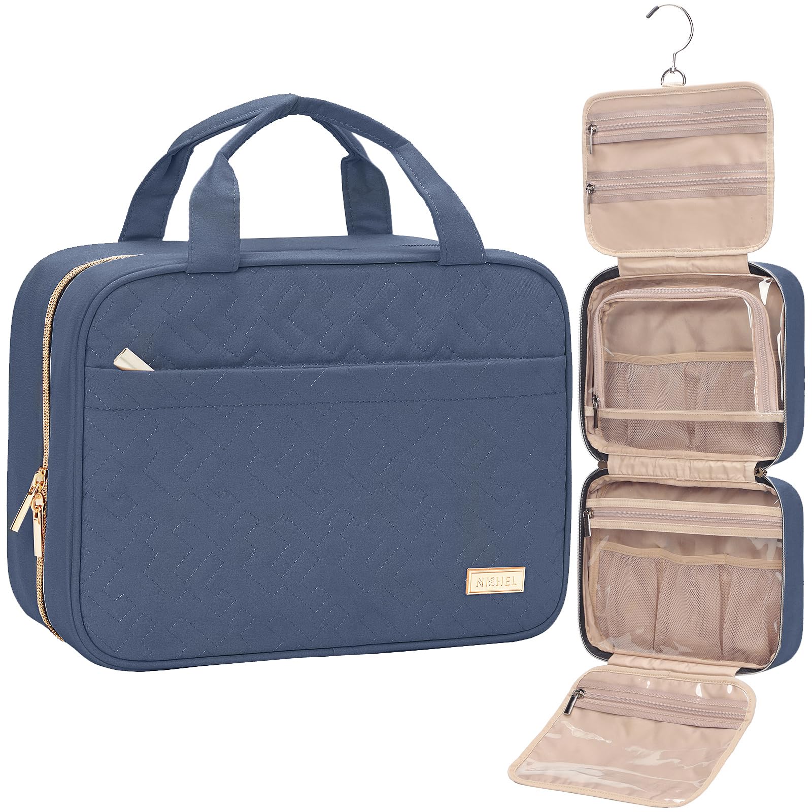 Sac NISHEL articles de toilette voyage ouvert pour un accès rapide