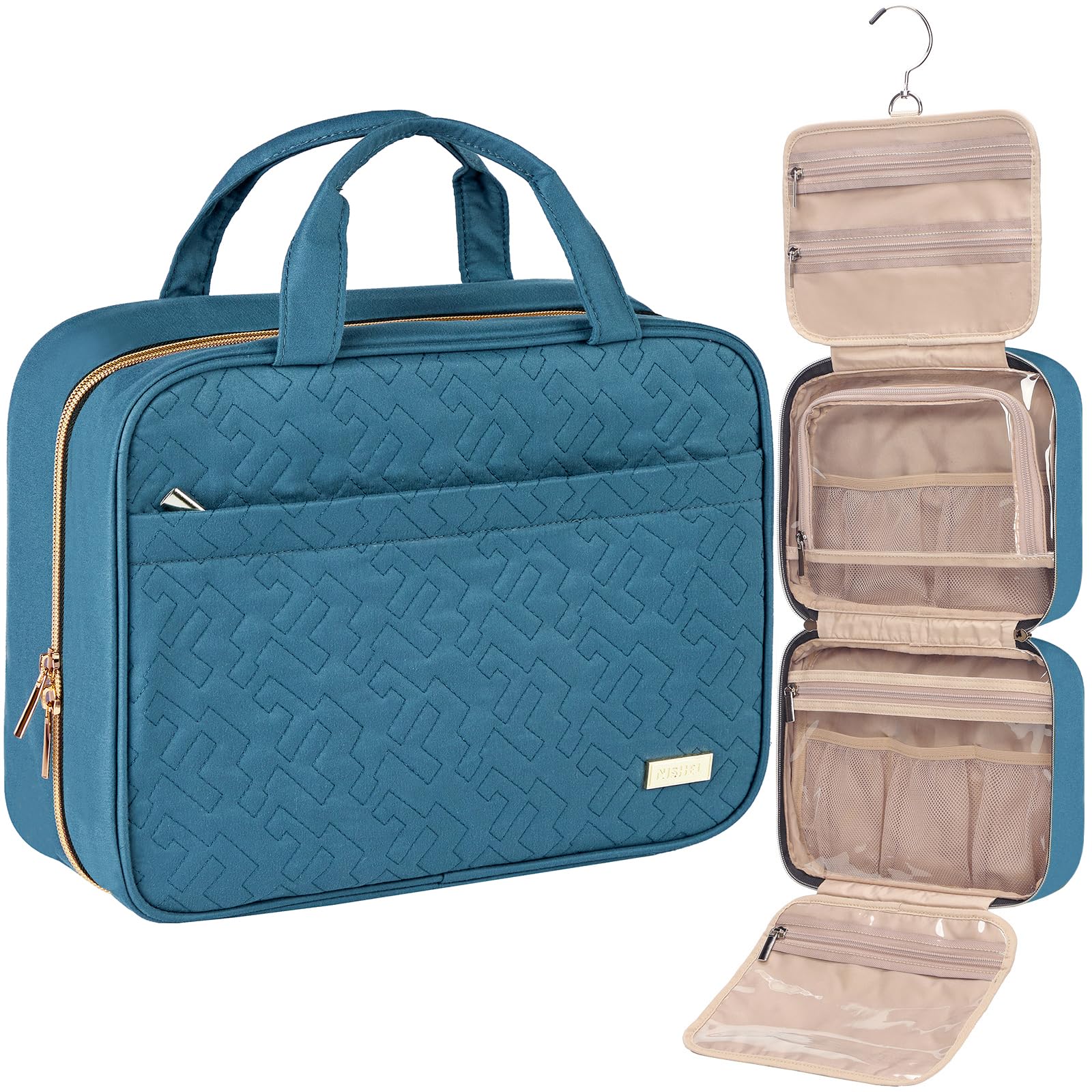 NISHEL sac toilette voyage bleu lac, pratique pour transporter tous vos produits.