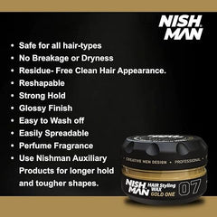 Nishman Gold One 07 sur cheveux humides pour une meilleure tenue.