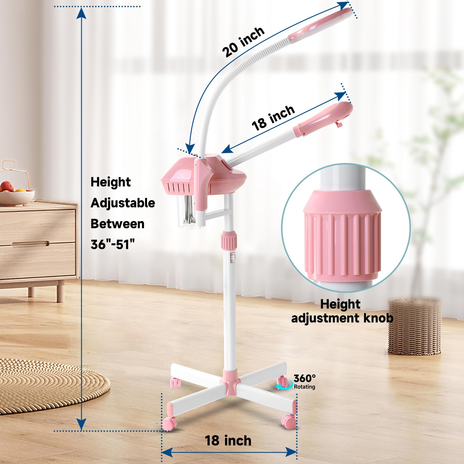 Bec tournant à 360° pour diffusion précise.