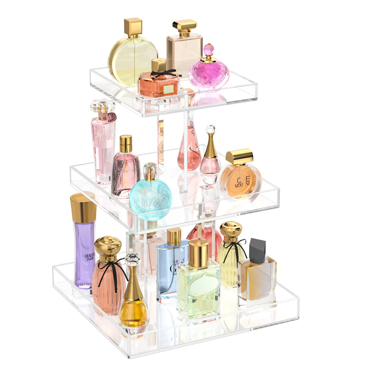 NIUBEE organiseur parfum trois niveaux en résine claire, rangement efficace.