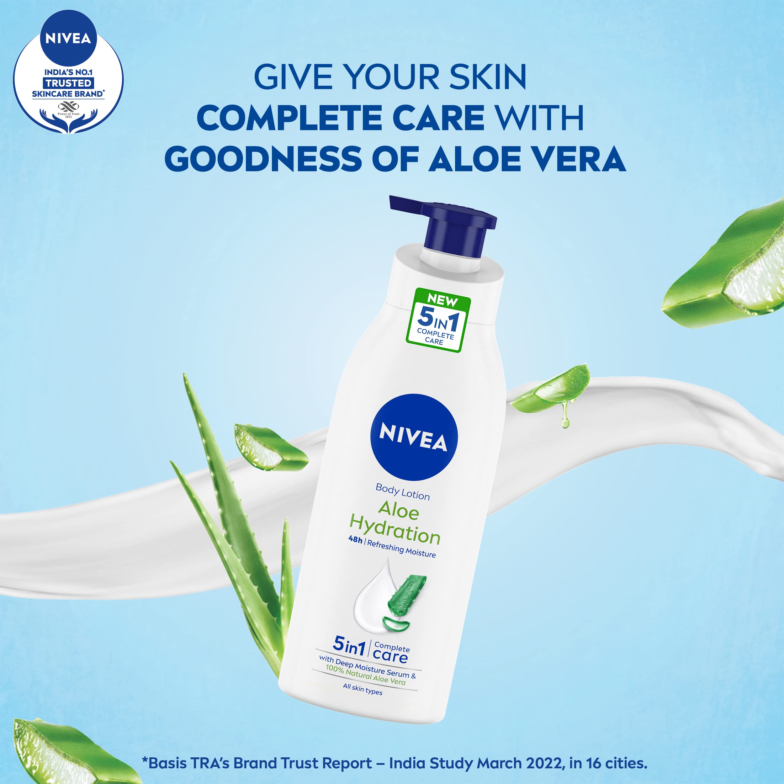 Étiquette NIVEA Aloe Hydration avec informations clés d'utilisation.