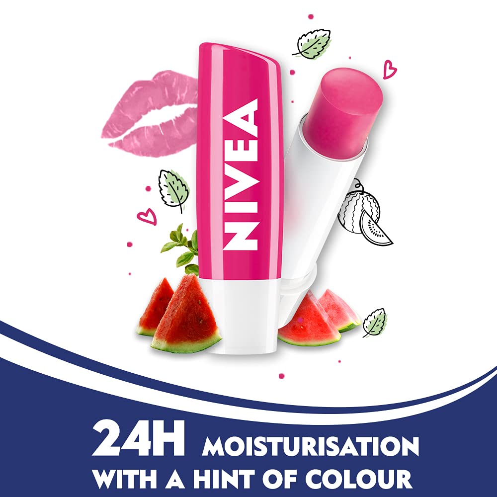 NIVEA baume Lèvres Fruité Pastèque, hydratation légère pour toutes les lèvres.