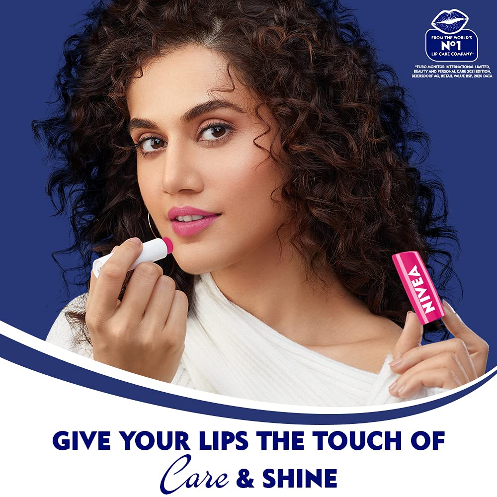 NIVEA baume lèvres Fruité Pastèque, texture crème qui glisse.