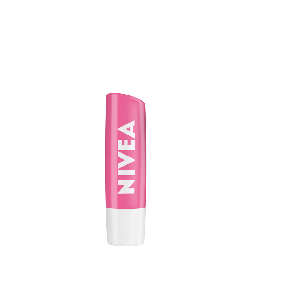 Baume lèvres rose NIVEA, format portable pour poche.