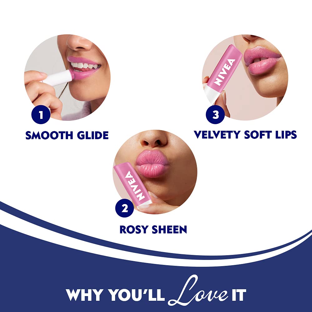 Éclat naturel des lèvres grâce au baume lèvres rose NIVEA.