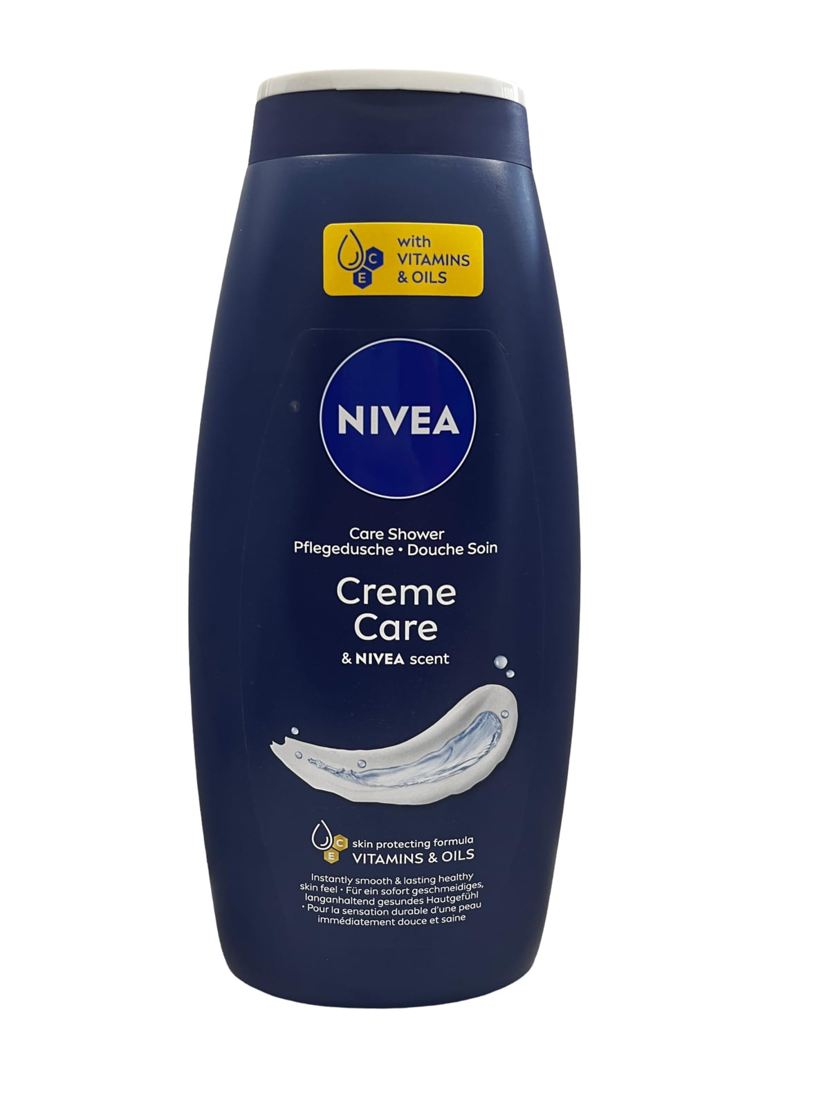 NIVEA Gel Douche Crème Care, bouteille, hydratation légère pour peau nette et agréable au toucher.