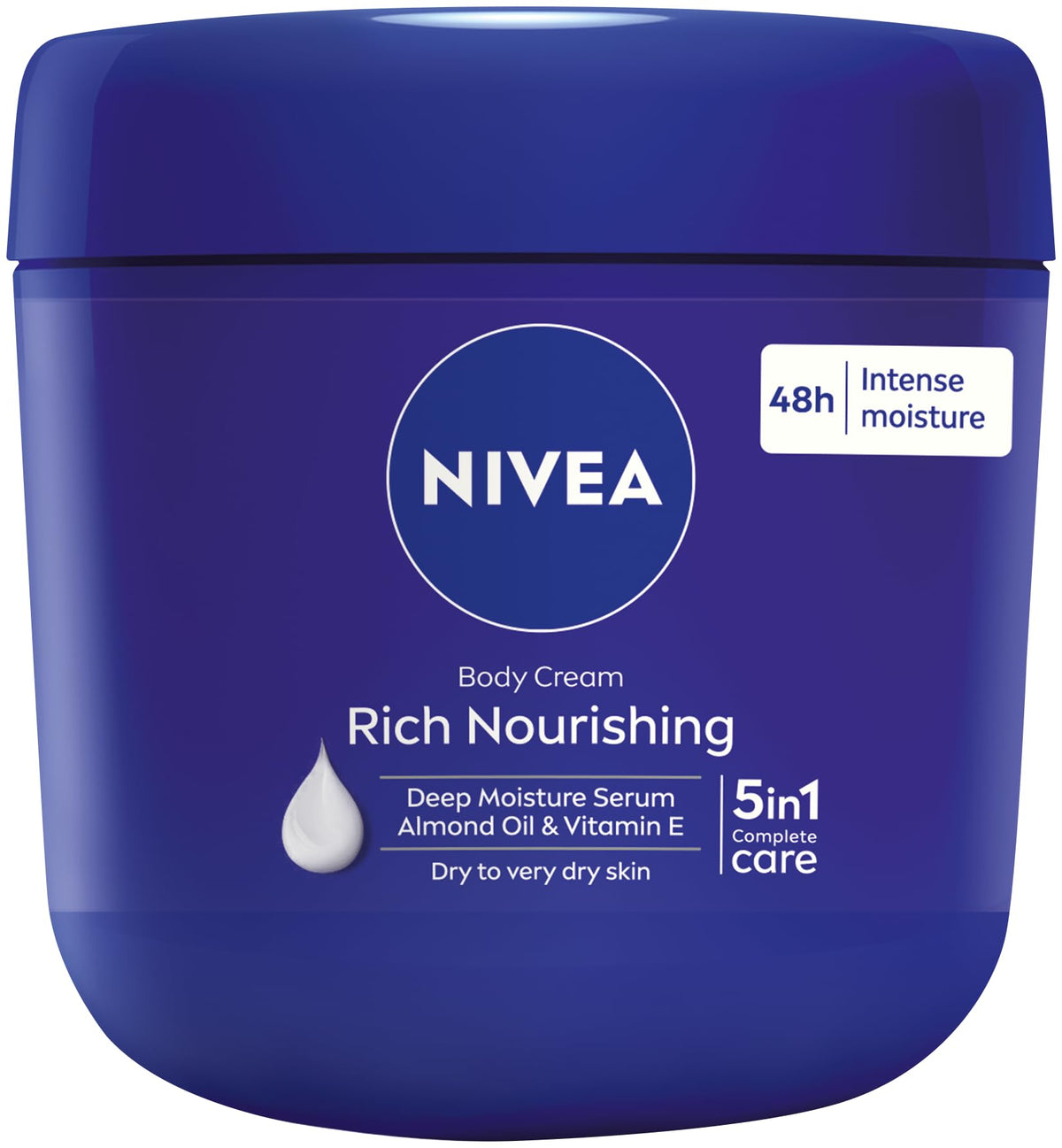 NIVEA Crème Corps Nourrissante à l'huile d'amande, flacon 400 ml, hydratation durable.