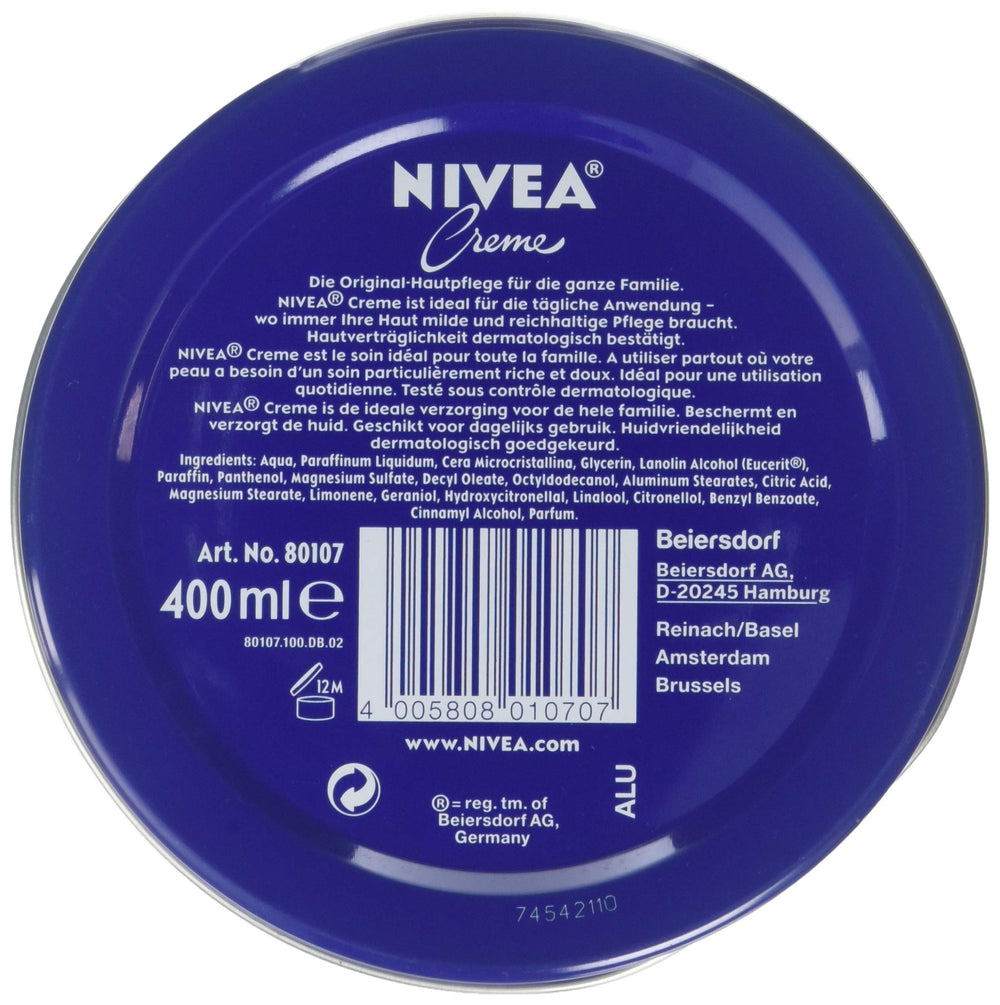 Pot NIVEA hydratant corps sans parfum, application facile et nourrissante.