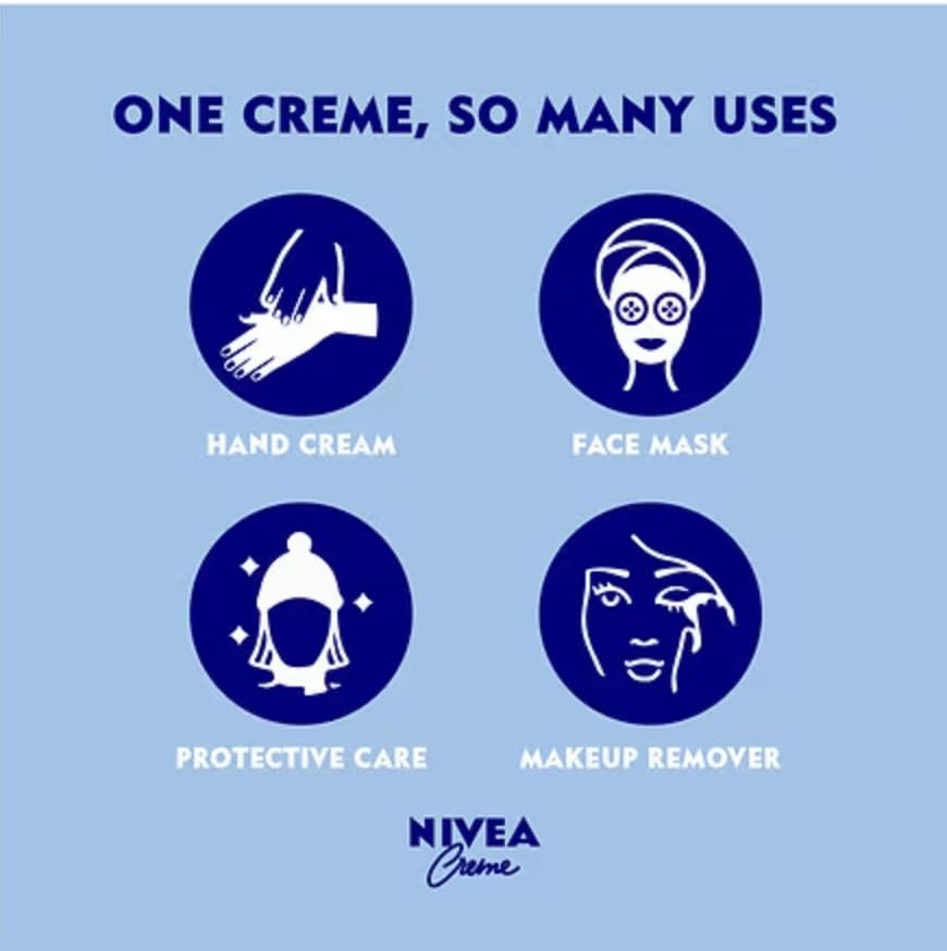 Utilisation quotidienne avec NIVEA Crème, soin polyvalent pour la peau.