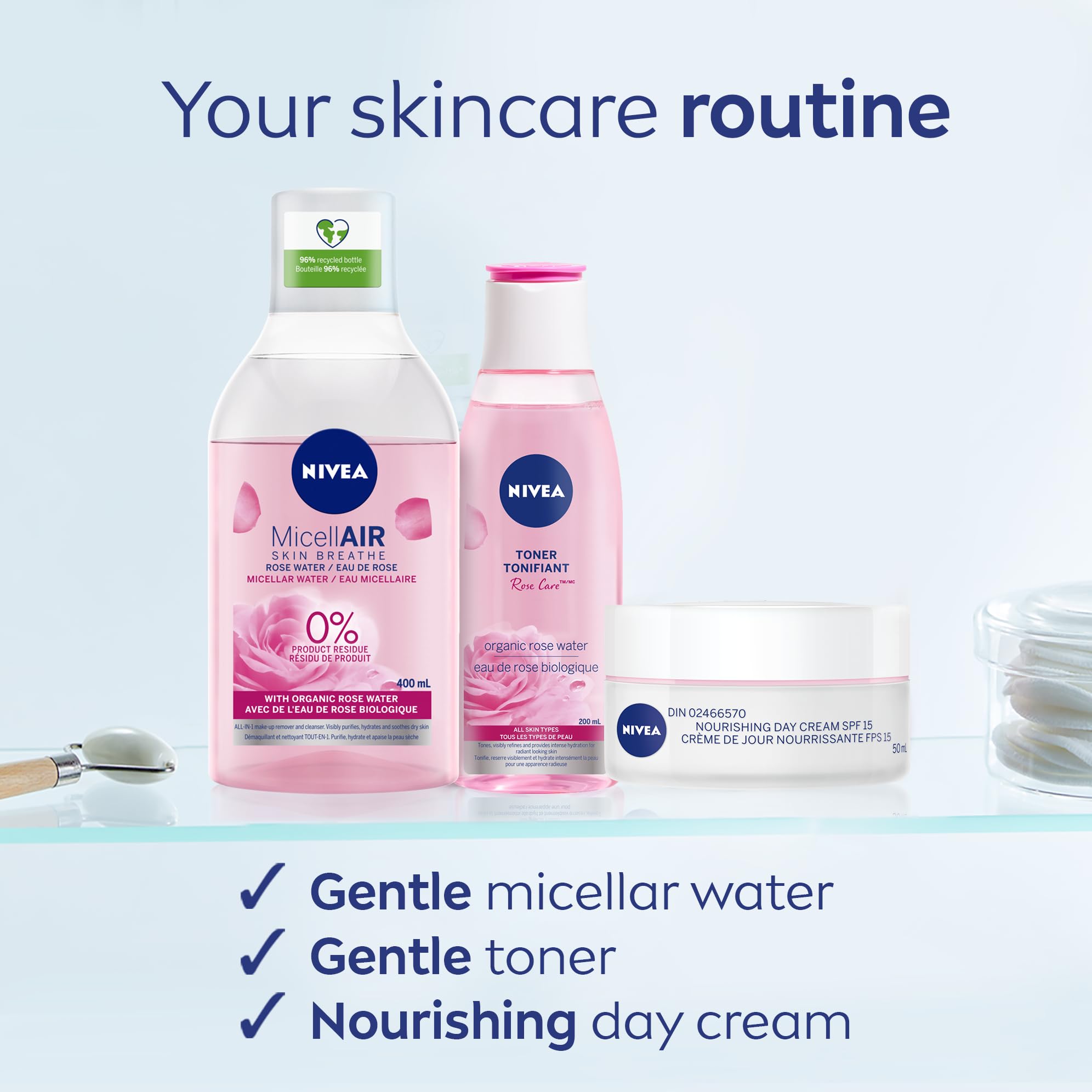 NIVEA Démaquillant Double Action Yeux: coton imprégné prêt à l’emploi.