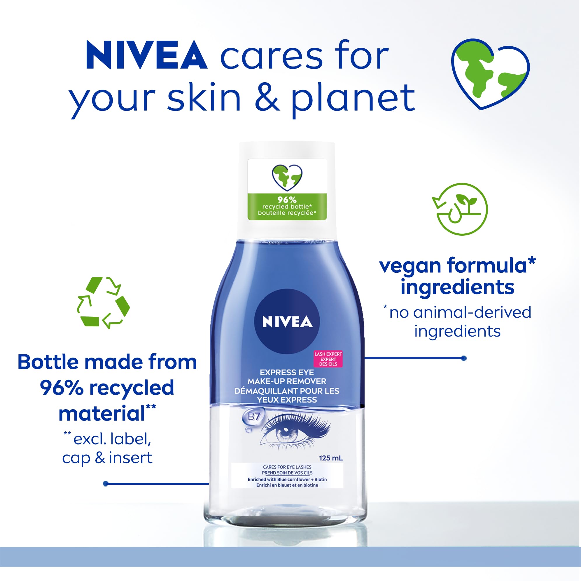NIVEA Démaquillant Double Action Yeux: sensation légère et soin autour des yeux.