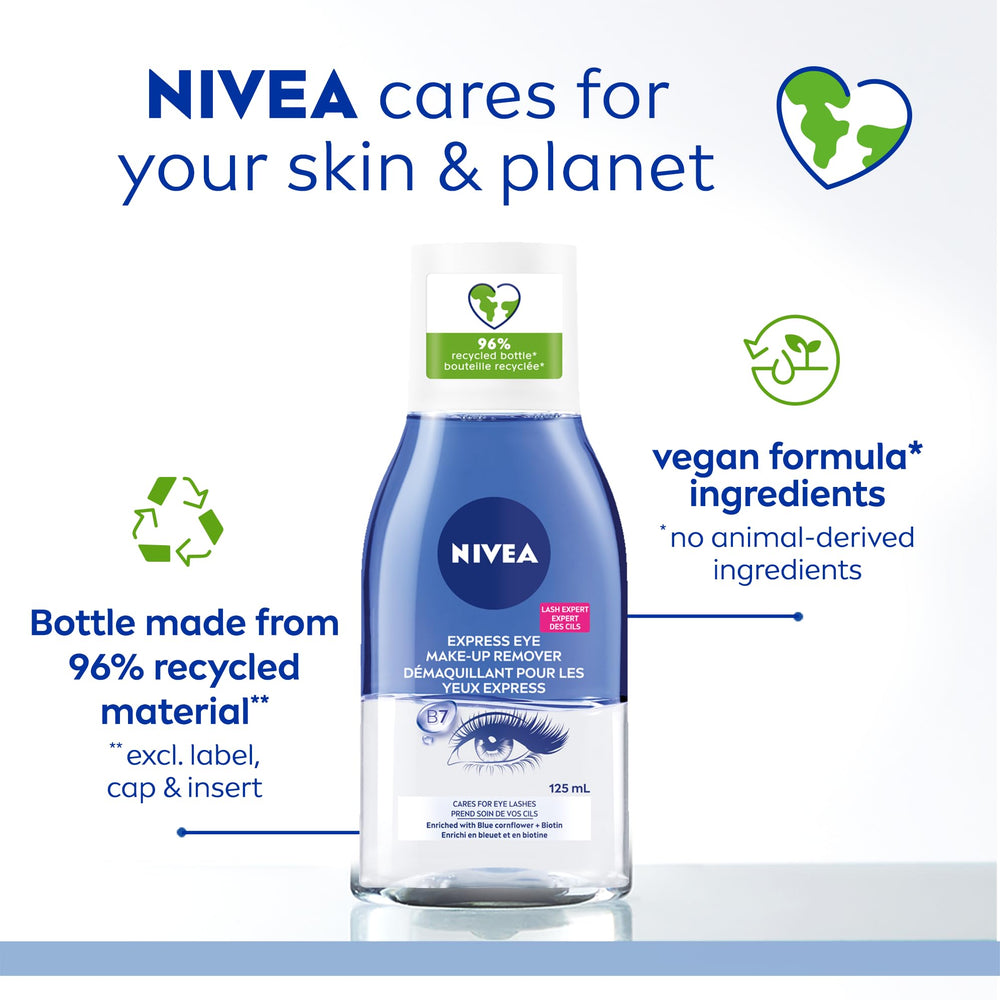 NIVEA Démaquillant Double Action Yeux: sensation légère et soin autour des yeux.