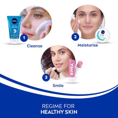NIVEA emballage produit rafraissant, bouteille pratique pour la routine.