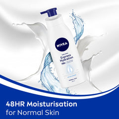 NIVEA Express Hydration – absorption rapide qui laisse la peau souple sans sensation grasse.